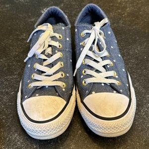 Converse Chuck Taylor All Star; Sz 8; Blue and White Polka Dot